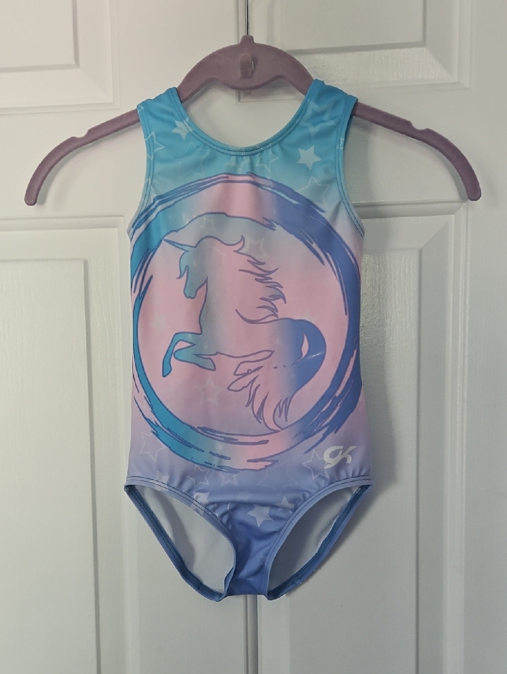 GK Pastel Unicorn Gymnastics Leotard in Blue and Pink